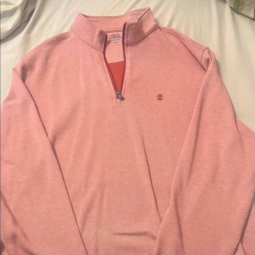 Izod Men's Coral Zip-Up Sweater